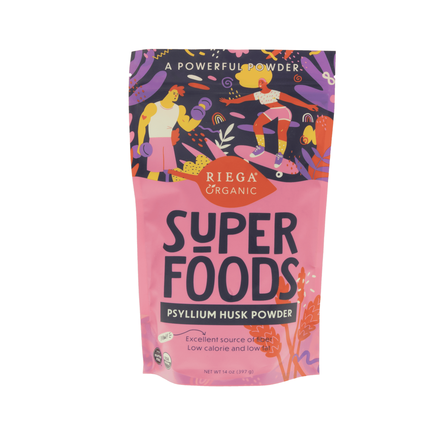 RIEGA Organic Psyllium Husk Powder - High Fiber, Low Carb, Keto Friendly, Gluten Free, 14Oz