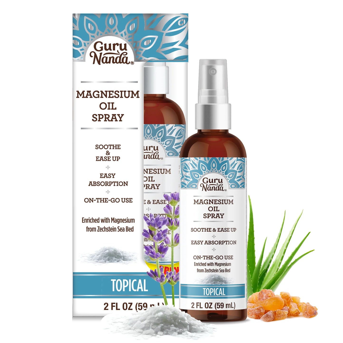 Magnesium Oil Spray for Muscle Relief & Soothing Aches - Quick Absorbing- 2Oz